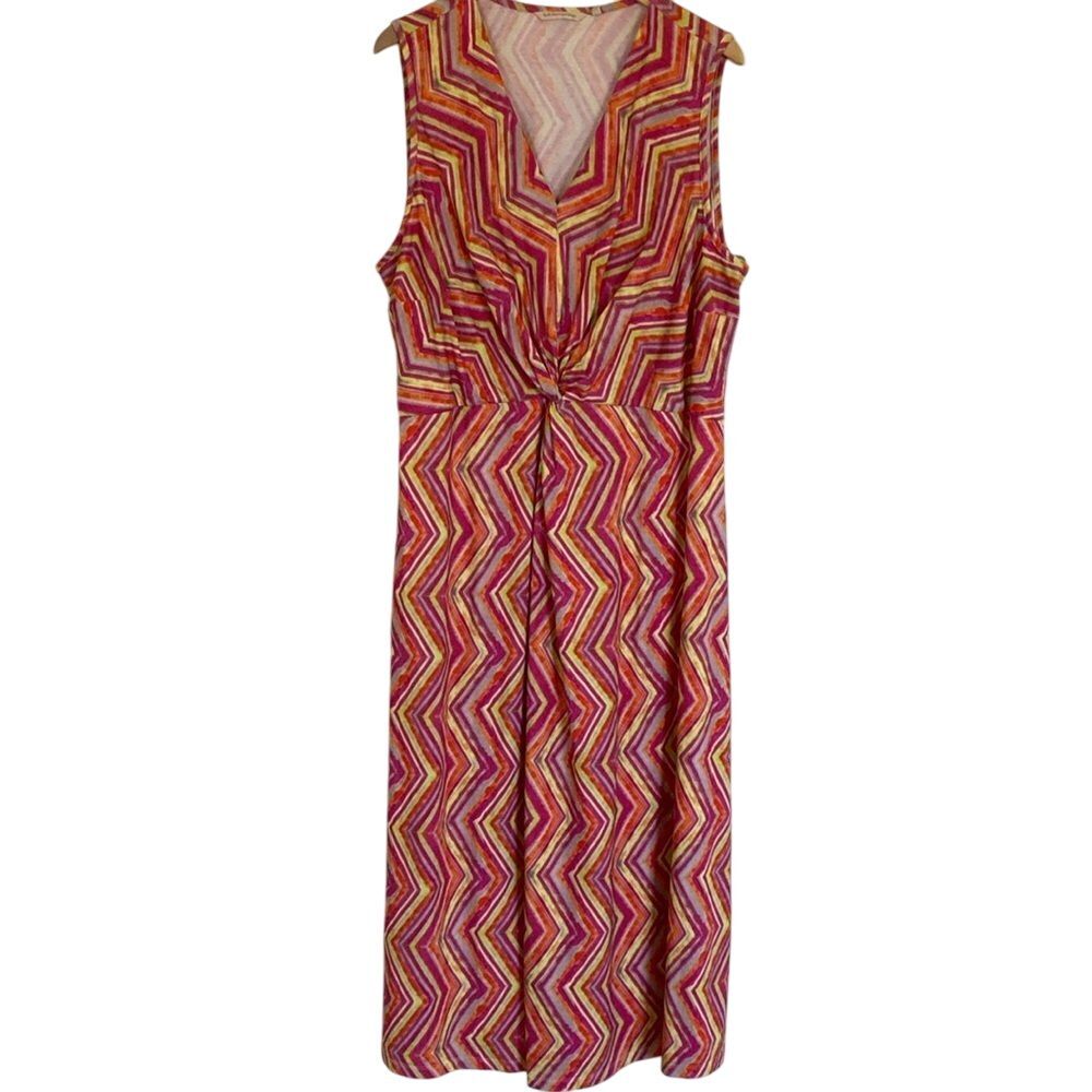 Soft Surroundings Womens Giselli Maxi Dress Size 2X V Neck Multi Color Pattern